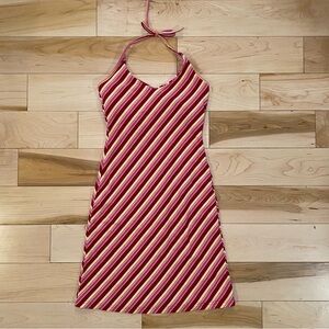 Retro Striped Halter Mini Dress Y2K Barbiecore Summer